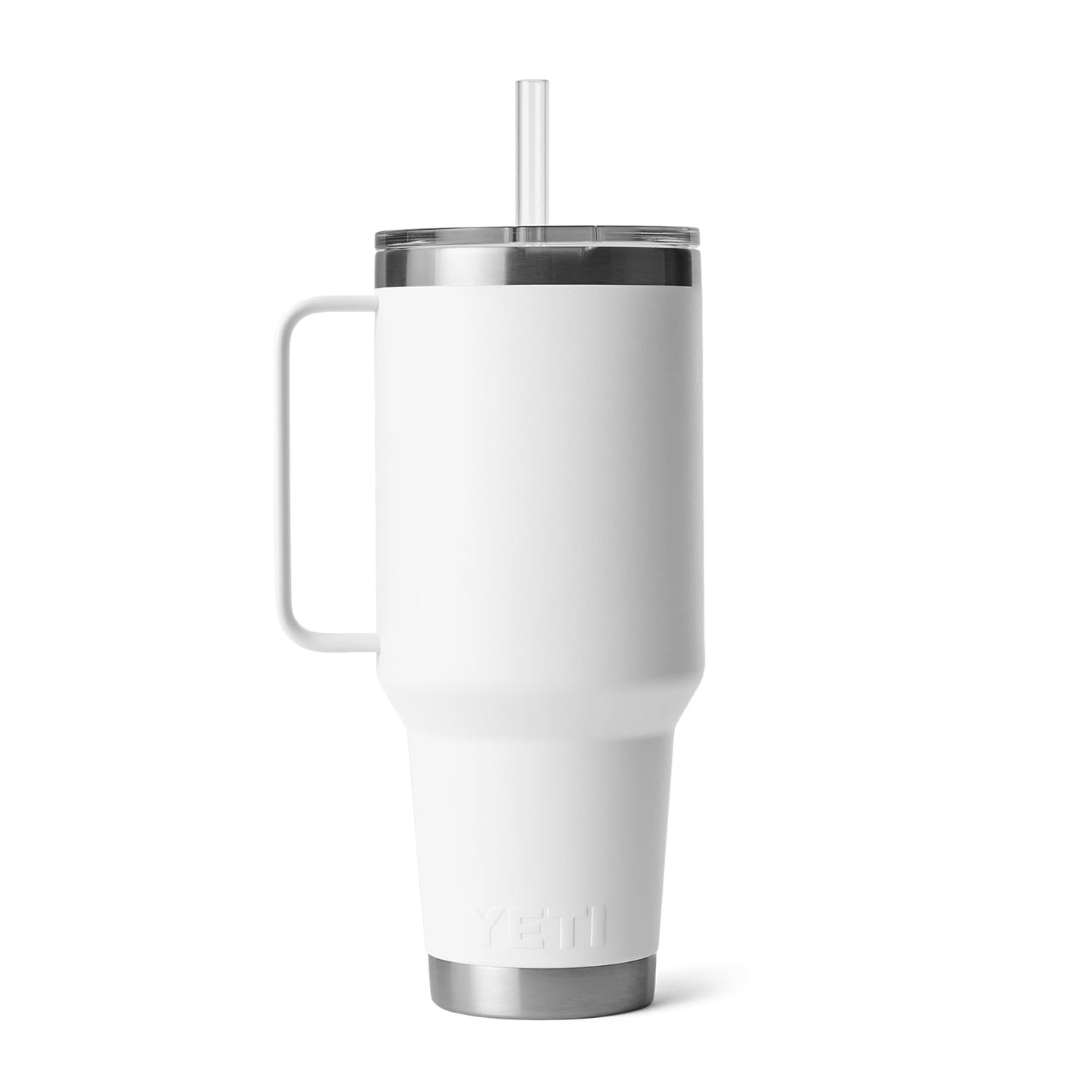 YETI Rambler 42 oz Tumbler with Handle and Straw Lid, Travel Mug Water Tumbler, Vacuum Insulated Cup with Handle, Stainless Steel, White