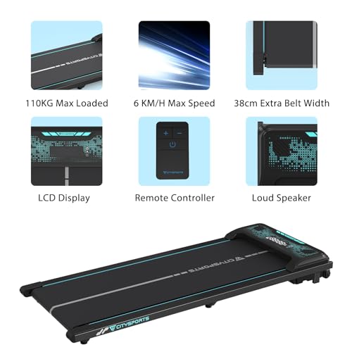 CITYSPORTS Walking Pad Treadmill – Ultra Slim, Portable, Under Desk for Home Use