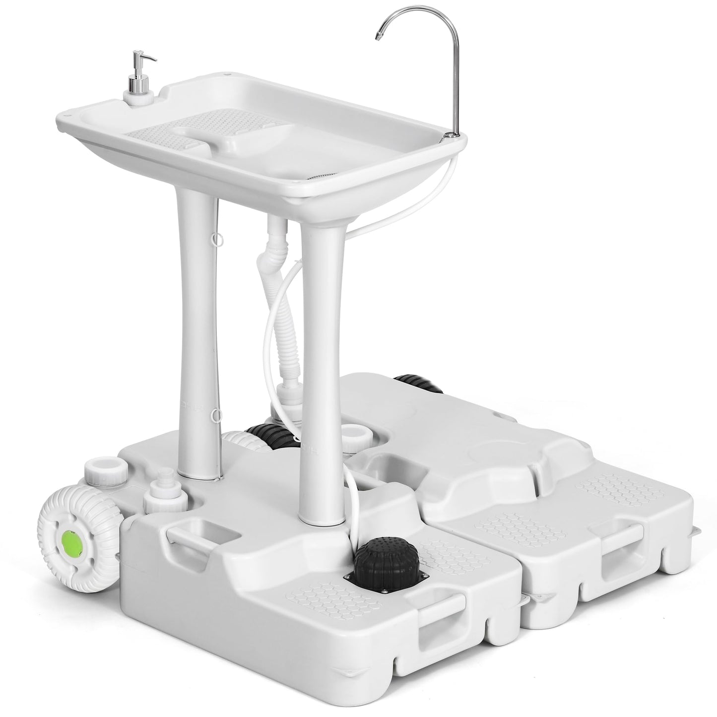 YITAHOME Portable Sink Camping,30 L Hand Washing Station with 30 L Sewage Tank, Rolling Wheels, Soap Dispenser, Towel Holder, Ideal for Outdoor, Travel, RV, Boat, Camper, Tripper