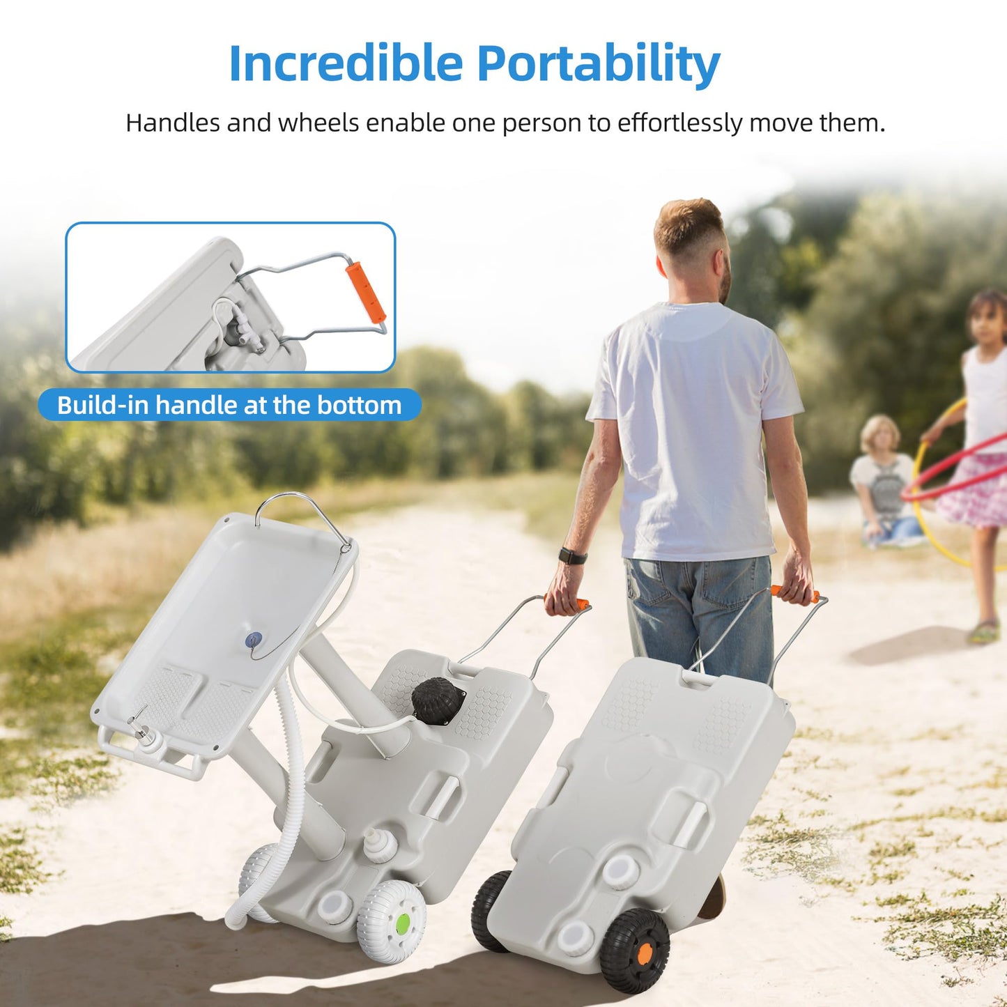 YITAHOME Portable Sink Camping,30 L Hand Washing Station with 30 L Sewage Tank, Rolling Wheels, Soap Dispenser, Towel Holder, Ideal for Outdoor, Travel, RV, Boat, Camper, Tripper