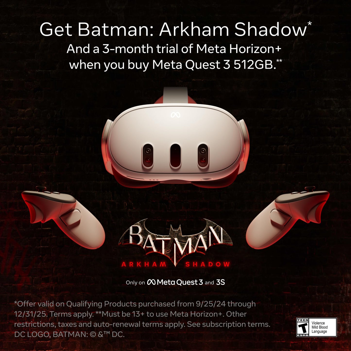 Meta Quest 3 512GB — Ultimate Mixed Reality Experiences — Get Batman: Arkham Shadow and a 3-Month Trial of Meta Horizon+ Included