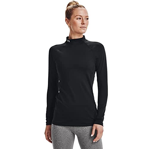 Under Armour Women's Standard ColdGear Authentics Mock Neck, Black (001)/White, Large