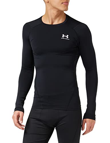 Under Armour Men's Armour HeatGear Compression Long-Sleeve T-Shirt , Black (001)/White , Large