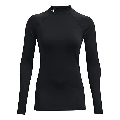 Under Armour Women's Standard ColdGear Authentics Mock Neck, Black (001)/White, Large