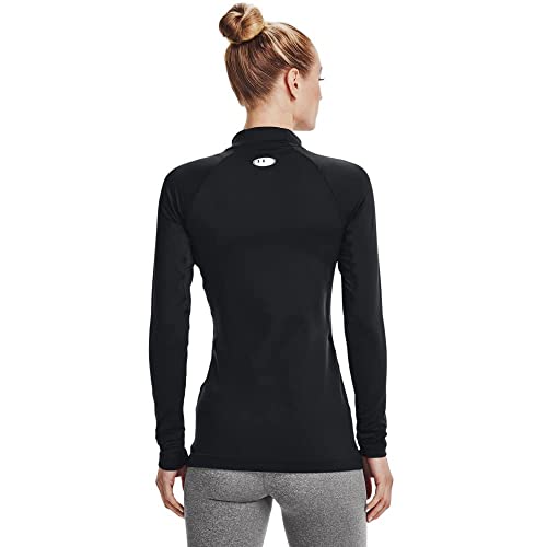 Under Armour Women's Standard ColdGear Authentics Mock Neck, Black (001)/White, Large