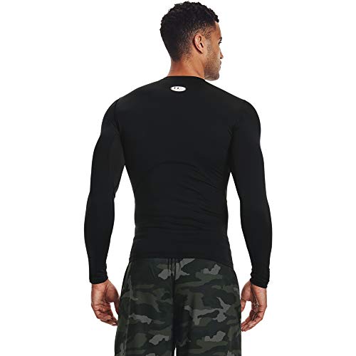 Under Armour Men's Armour HeatGear Compression Long-Sleeve T-Shirt , Black (001)/White , Large