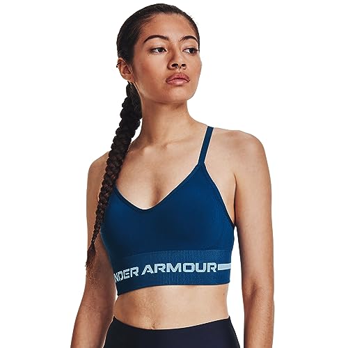 Under Armour Women's Seamless Low Impact Long Bra, (426) Varsity Blue/Varsity Blue/Blizzard, Small