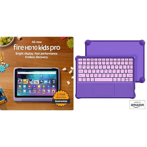 Fire HD 10 Kids Pro Tablet (32GB, Happy Day) + Kids Keyboard