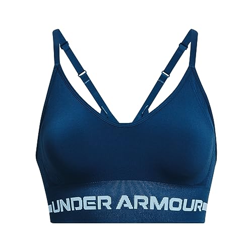 Under Armour Women's Seamless Low Impact Long Bra, (426) Varsity Blue/Varsity Blue/Blizzard, Small