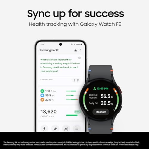 Samsung Galaxy Watch FE 40mm Bluetooth AI Smartwatch w/Fitness Tracking, BIA Sensor, Personalized HR Zones, Heart Rate Tracker, Sleep Monitor, 2024, Black [US Version, 1Yr Manufacturer Warranty]