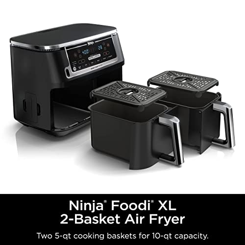 Ninja Air Fryer, Thermometer, Roast, Bake, Air Fry, Crisps, Broil, Reheats, Keep Warm, 10-in-1, Fries, Frozen Food, Veggies, and Meat, Quick Meals, Healthy Meals, Less Oil, 10 QT, Grey, DZ550