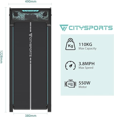 CITYSPORTS Treadmill Under Desk, Walking Pad Treadmill, Treadmill Ultra Slim & Portable for Home