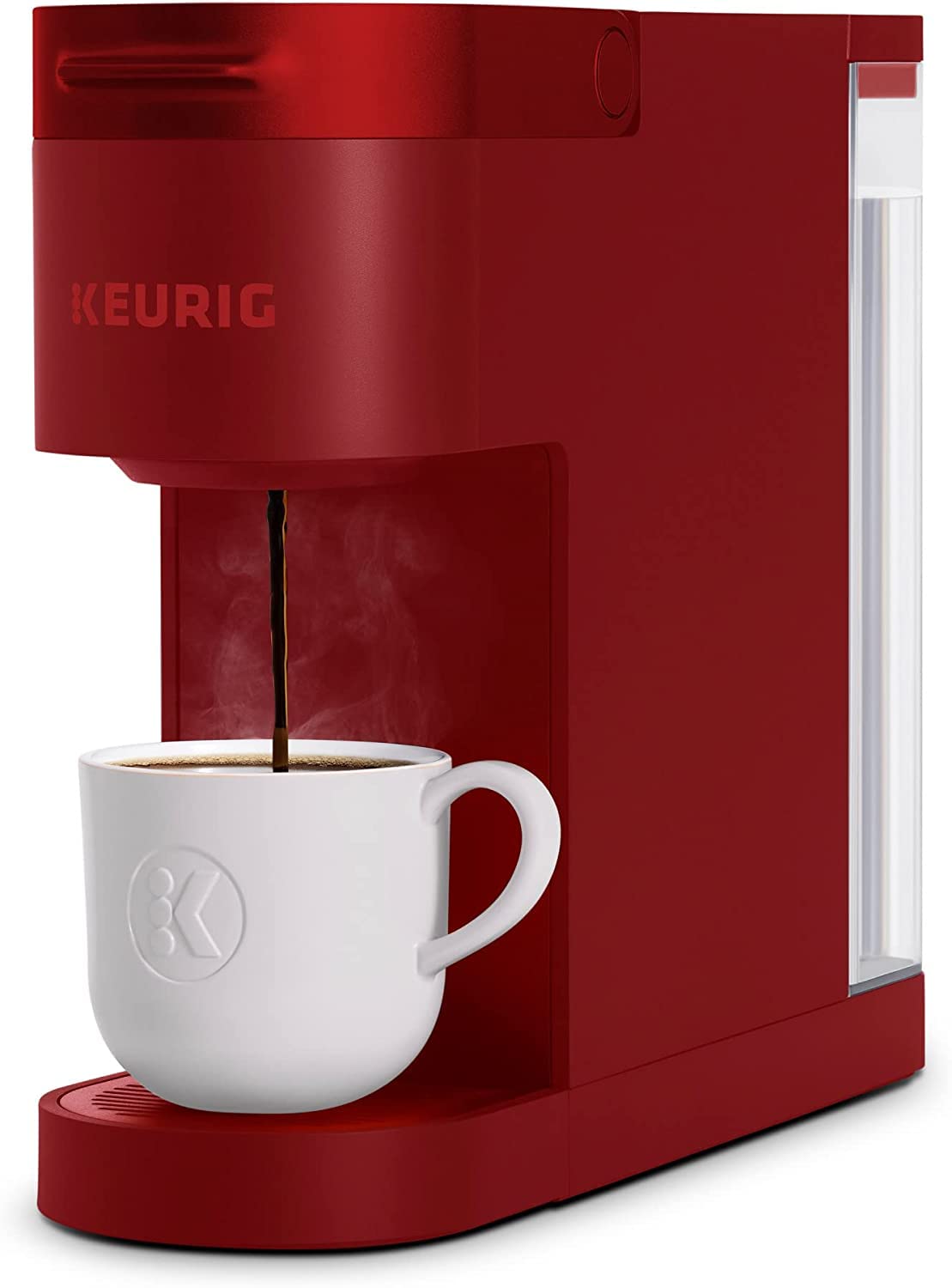 Keurig K155 Office Pro Single Cup Commercial K-Cup Pod Coffee Maker, Silver & ® K- Slim® Single Serve K-Cup Pod Coffee Maker, Multistream™ Technology, Scarlet Red