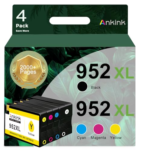 952 XL Replacement for HP 952xl Ink Cartridges Combo Pack Black Color (Cyan Magenta Yellow) 4 Packs Fit for Officejet Pro 8710 7740 8720 8702 8210 7720 8715 8730 8740 8216 8725 8700 8200 Printers