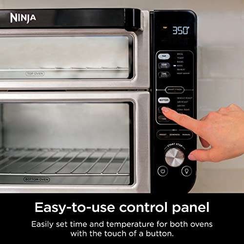 Ninja DCT451 12-in-1 Smart Double Oven with FlexDoor, Thermometer, FlavorSeal, Smart Finish, Rapid Top Convection and Air Fry Bottom , Stainless Steel (pack of 1)