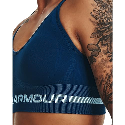 Under Armour Women's Seamless Low Impact Long Bra, (426) Varsity Blue/Varsity Blue/Blizzard, Small