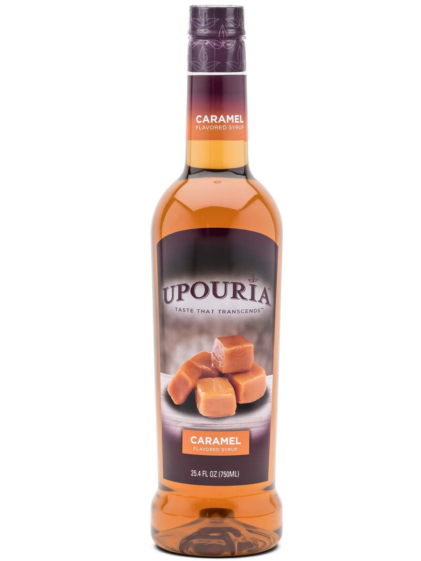 Upouria Caramel & Mocha Coffee Syrup Flavoring, 2 of each Flavor, 100% Vegan, Gluten-Free, Kosher, 750 mL Bottles (Pack of 4) with 2 Coffee Syrup Pumps