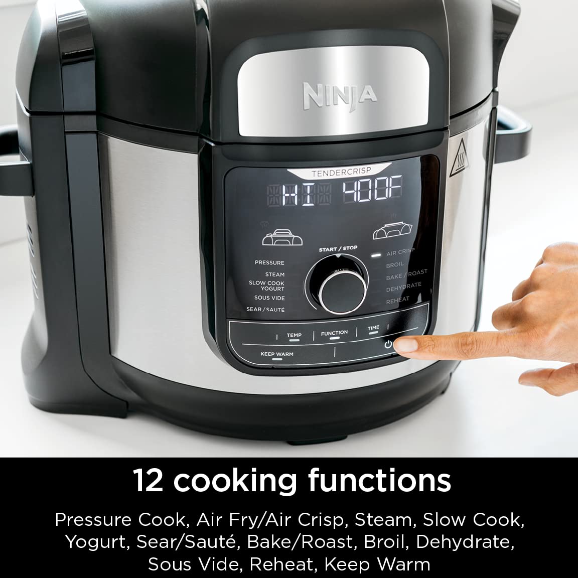 Ninja FD401 LP3 Foodi 12-in-1 Deluxe XL 8 qt. Pressure Cooker & Air Fryer that Steams, Slow Cooks, Sears, Sautés, Dehydrates & More, with 5 qt. Crisper Basket, Reversible Rack & Recipe Book, Silver