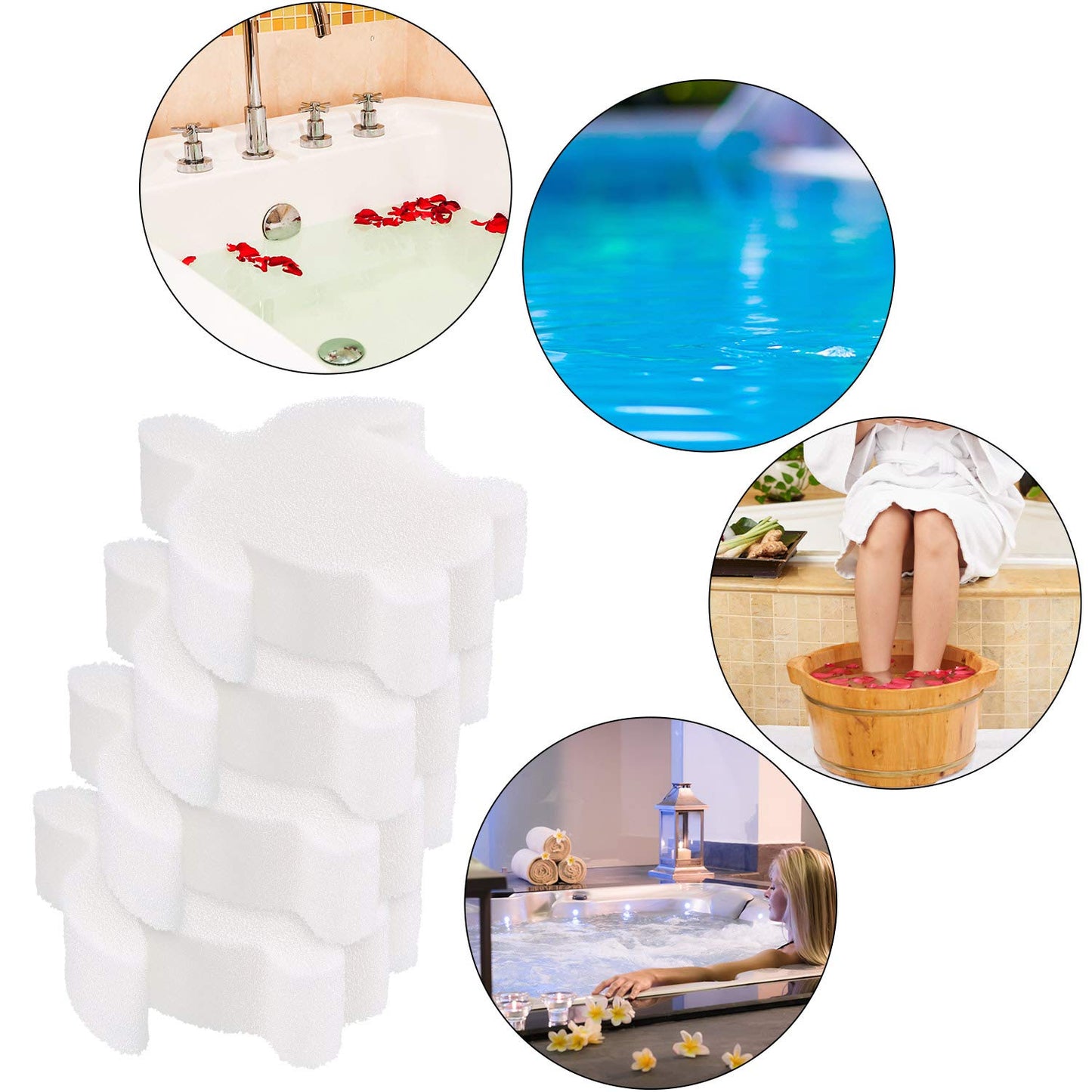 Chuangdi 24 Pieces Hot Tub Sponge, Turtle Oil Scum Absorbing Absorber for Spa and Swimming Pool (White)