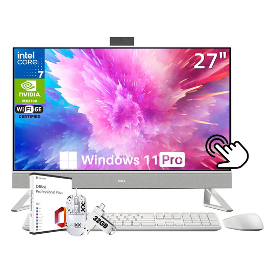 Dell Inspiron 7730 Business 27 Inch Touchscreen All in One Desktop Computer, Intel 10-Core 7 150U, NVIDIA GeForce MX570A, 64 GB RAM, 1 TB SSD, Wi-Fi 6E, Win 11 Pro, Office Pro Lifetime License, Mouse