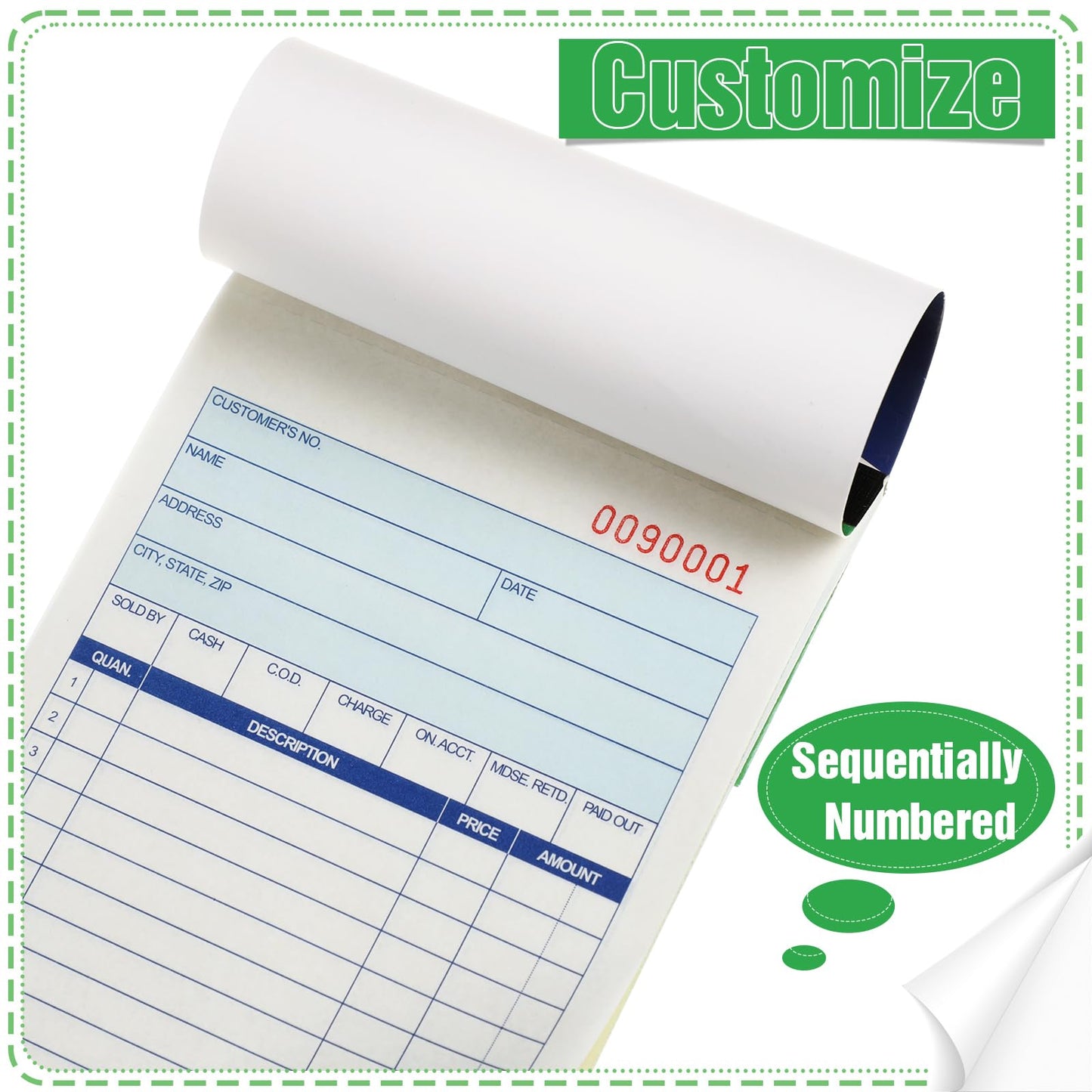 Lincia 18 Pads Sales Order Books 2 Part Carbonless (White/Canary Yellow) Receipt with Carbon Copies Cover Receipt Form Invoice 50 Sets Per Book (4.18 x 7.2 Inch/ 10.6 x 18.3 Cm)