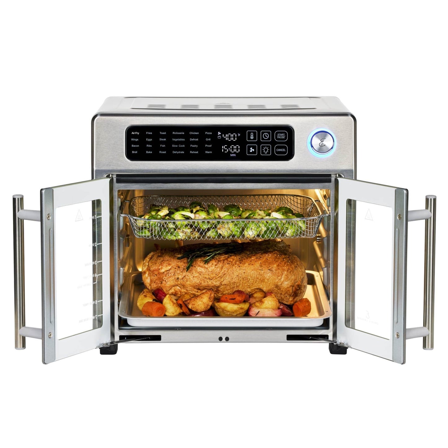 Emeril Lagasse 26 QT Extra Large Air Fryer, Convection Toaster Oven with French Doors, Stainless Steel