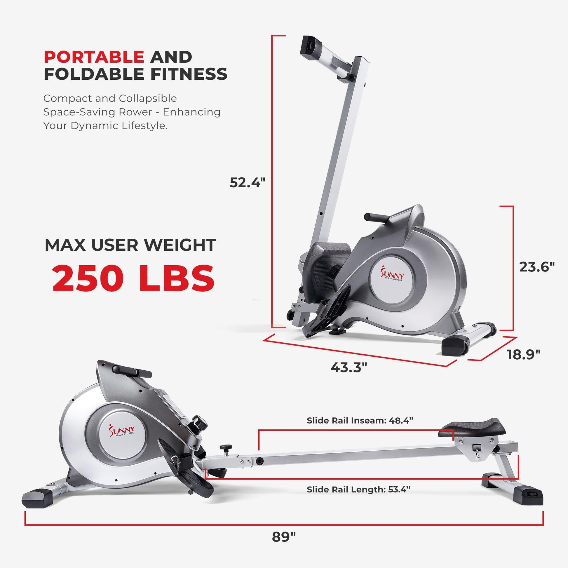 Sunny Health & Fitness Magnetic Rowing