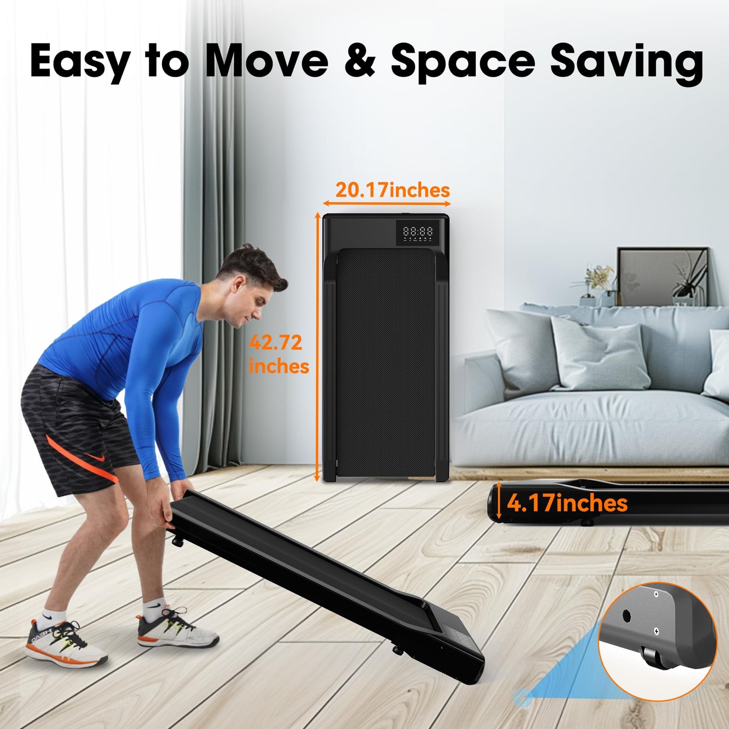 DeerRun 2025 Upgrade Walking Pad - Raceable Smart Under Desk Treadmill with Rewards Program, Quick Setup, 2.5HP, APP/Remote Control, LED Display, 300 lbs Capacity