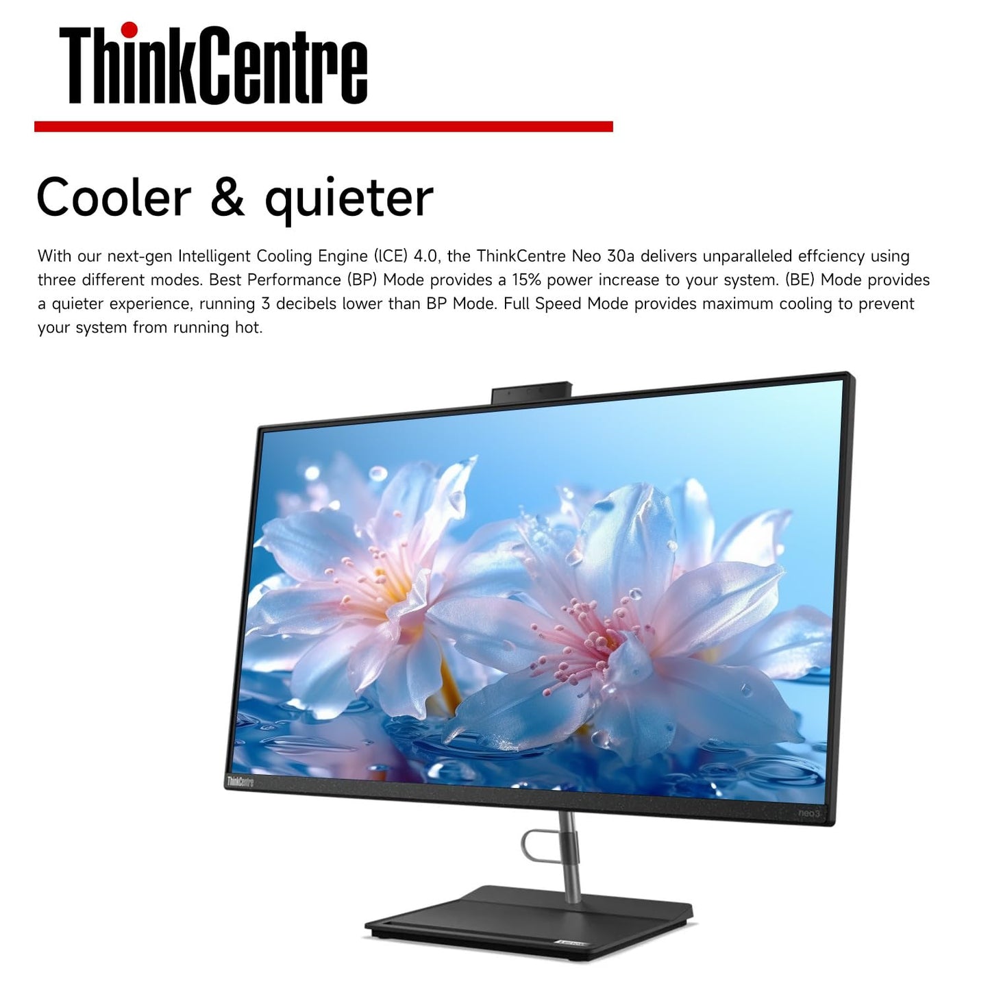 Lenovo ThinkCentre Neo 30a 23.8" FHD Business All-in-One, Intel Core i5-13420H, 16GB RAM, 512GB SSD, Wired KB & Mouse, RJ-45, HDMI, Wi-Fi 6, Webcam, Windows 11 Pro, Black