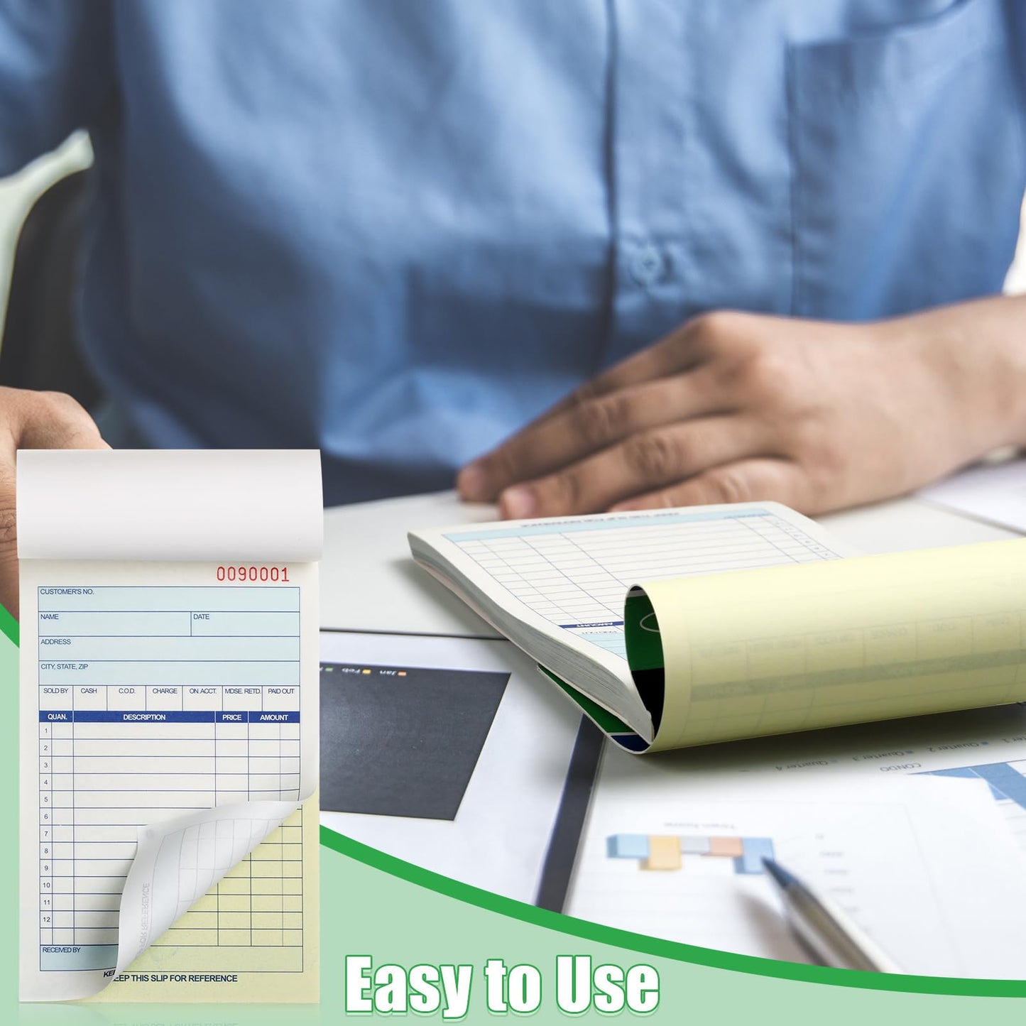 Lincia 18 Pads Sales Order Books 2 Part Carbonless (White/Canary Yellow) Receipt with Carbon Copies Cover Receipt Form Invoice 50 Sets Per Book (4.18 x 7.2 Inch/ 10.6 x 18.3 Cm)