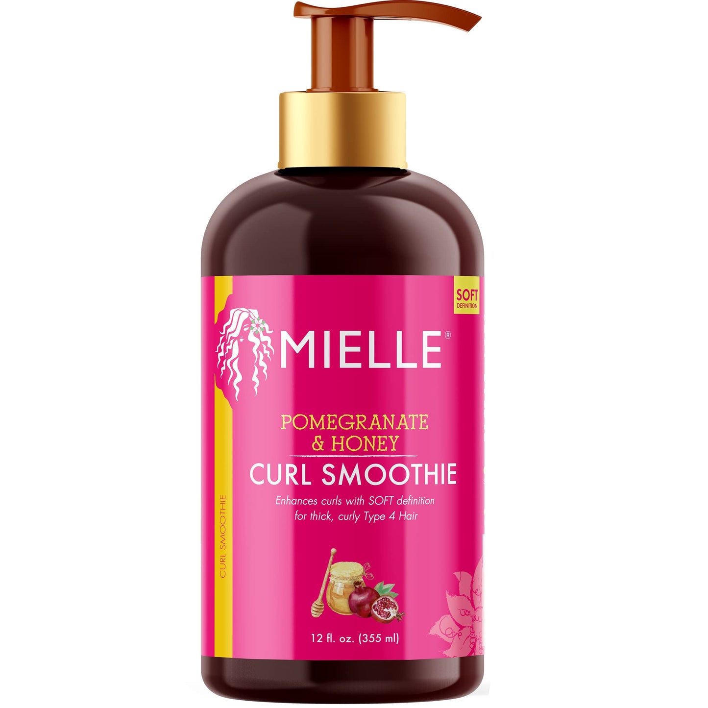 Mielle Organics Curl Smoothie with Pomegranate, Moisturizing Curl Cream for Thick Type 4 Curly Hair, 12 Ounces