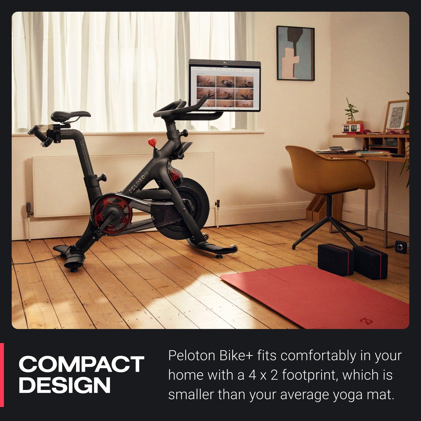 Peloton Bike+ | Indoor Stationary Exercise Bike with 24” HD, Anti-Reflective Rotating Touchscreen