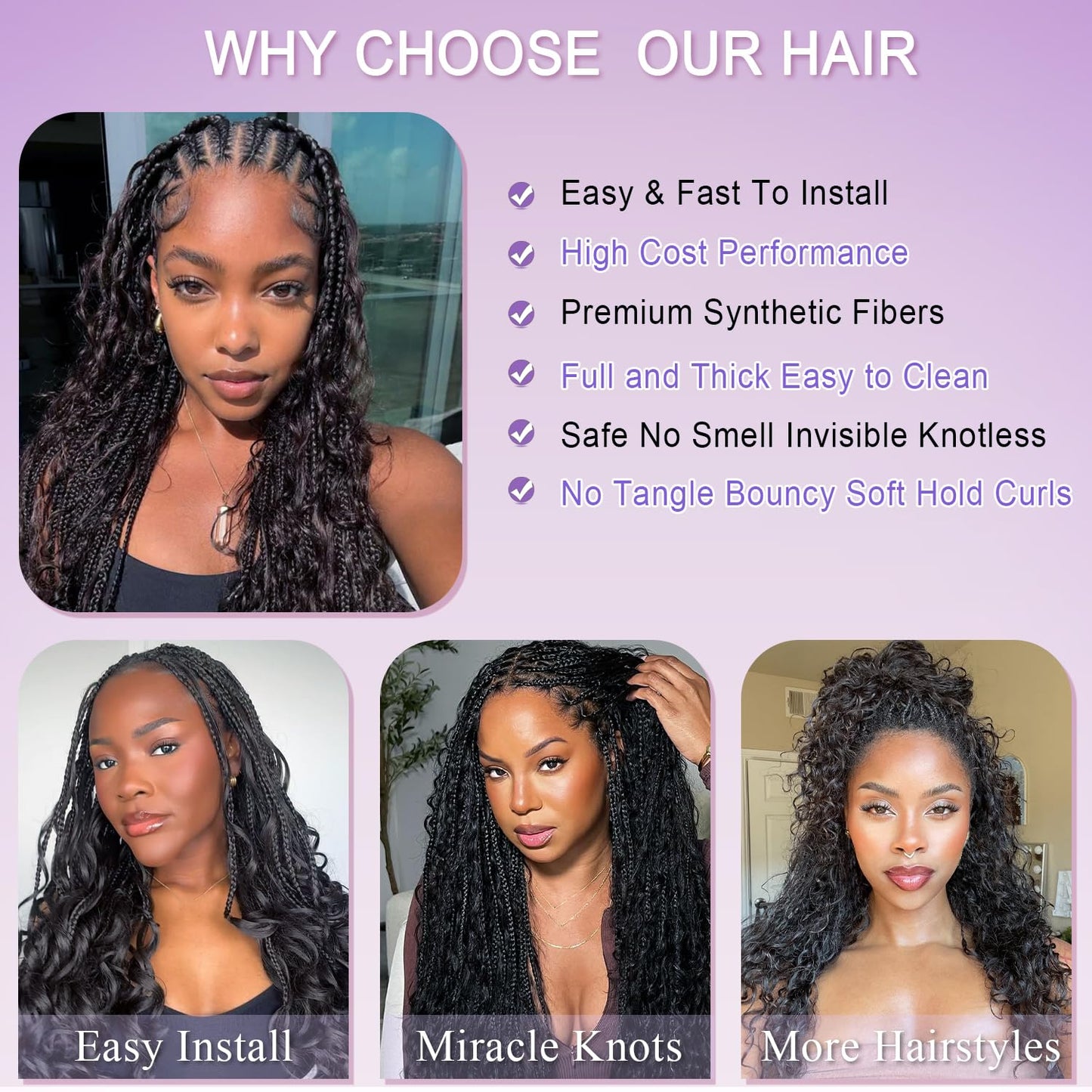Deep Wave Feather Crochet Hair, 100 Strands Miracle Knots Hair Curly Crochet Hair for Black Women Pre-Separated Invisible Knotless, Feathered Crochet Hair Extensions (18 Inch 1B)